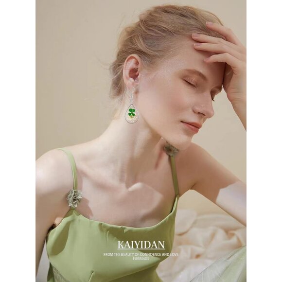 Four Leaf Clover Statement Vintage Cute Long Summer Earring for Women Jewelry - Picture 9 of 9